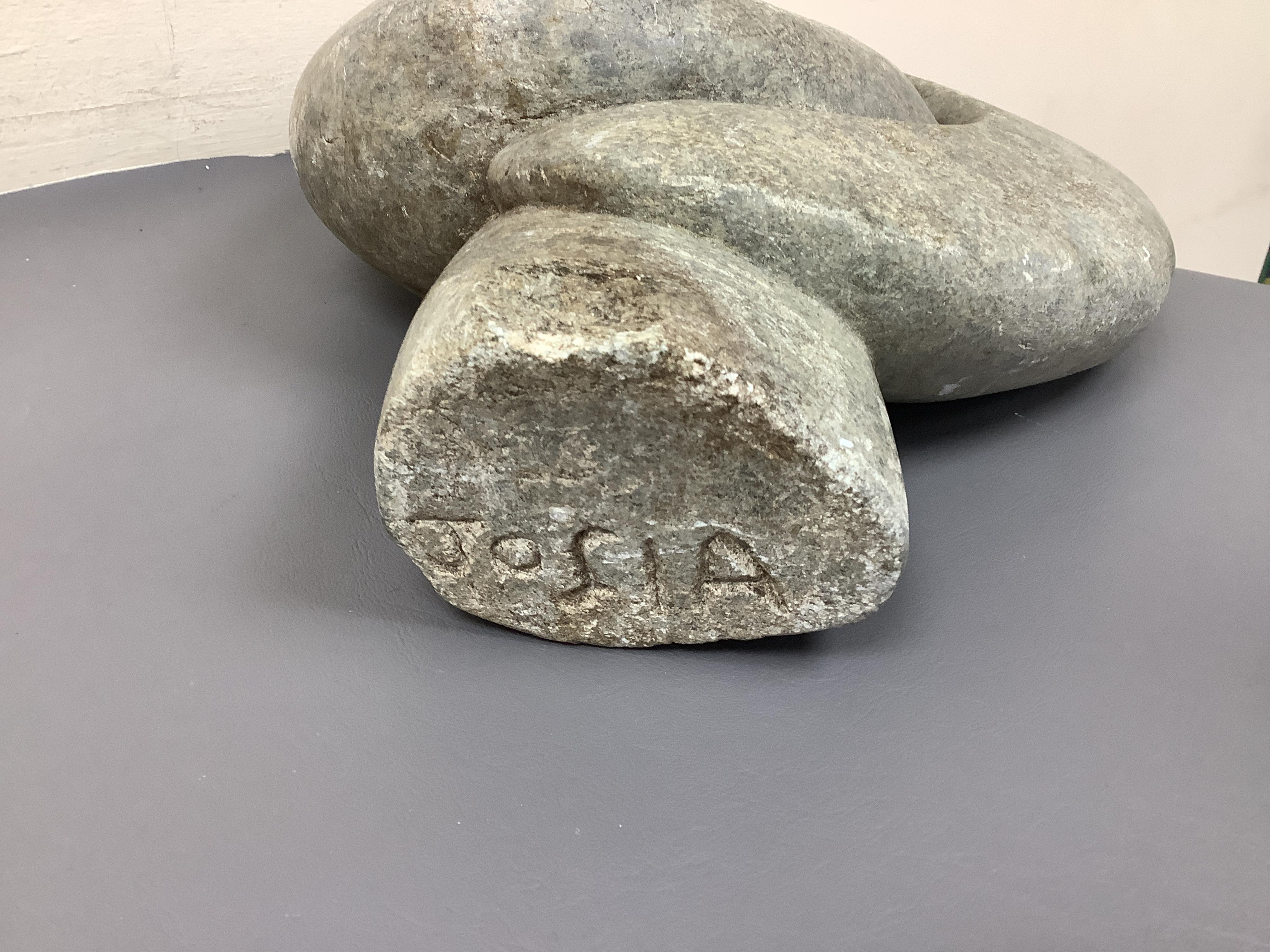 Style of Josia Manzi - a carved serpentine stone head, 37cm